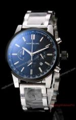 Mont blanc Watches Replica Chronograph Stainless Steel Black Dial